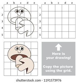 Mushroom Vegetable and slice smile funny, the educational game with simple game level. Copy the picture.