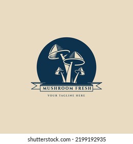 mushroom vintage logo, icon and symbol, vector illustration design