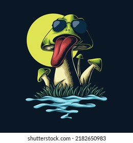 Mushroom wearing eyeglasses illustration can be used and printed for various uses
