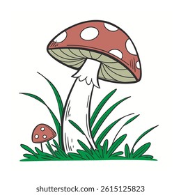 Mushroom in white background vector art illustration