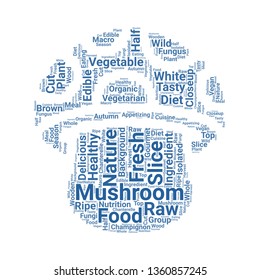 mushroom word cloud. tag cloud about mushroom.
