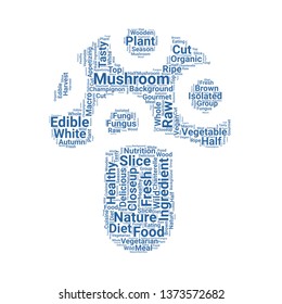 mushroom word cloud. tag cloud about mushroom