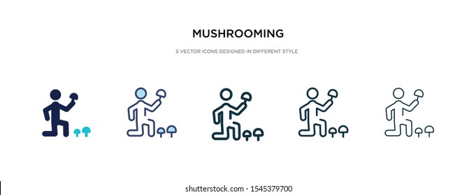 mushrooming icon in different style vector illustration. two colored and black mushrooming vector icons designed in filled, outline, line and stroke style can be used for web, mobile, ui