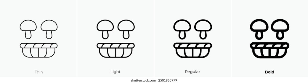 mushrooming icon. Thin, Light Regular And Bold style design isolated on white background