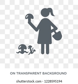Mushrooming icon. Trendy flat vector Mushrooming icon on transparent background from Activity and Hobbies collection. 