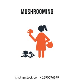Mushrooming vector icon on white background. Red and black colored Mushrooming icon. Simple element illustration sign symbol EPS