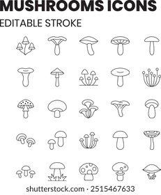 Mushrooms - 25 vector icons