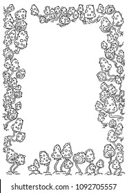 Mushrooms A4 letter template coloring page