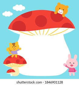 Mushrooms and Animals  Mushroom Frame No lines
