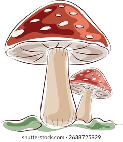 mushrooms autumn element marker doodle style