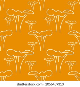 mushrooms autumn seamless vector background. mushrooms drawing by thin lines. autumn forest