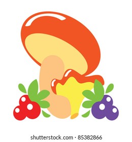 Mushrooms and berries, vector illustration