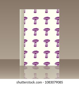 Mushrooms and Book. Realistic image of the object with reflection
