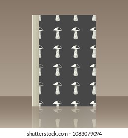 Mushrooms and Book. Realistic image of the object with reflection