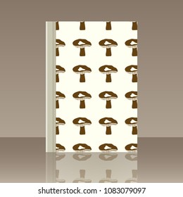 Mushrooms and Book. Realistic image of the object with reflection