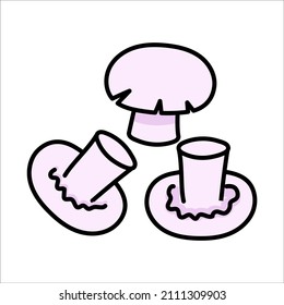 Mushrooms champignons in doodle style. Vector graphics.