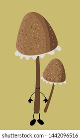 mushrooms character magic autumn mushrooms for children's learning or logo for your design or mushroom business