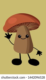 mushrooms character magic autumn mushrooms for children's learning or logo for your design or mushroom business