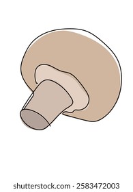 Mushrooms in a continuous line pattern on a white background