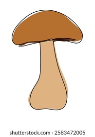 Mushrooms in a continuous line pattern on a white background