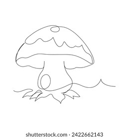 Mushrooms Continuous single line  art drawing and illustration vector design