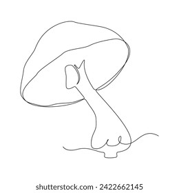 Mushrooms Continuous single line  art drawing and illustration vector design