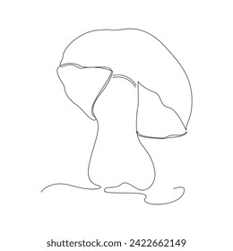 Mushrooms Continuous single line  art drawing and illustration vector design