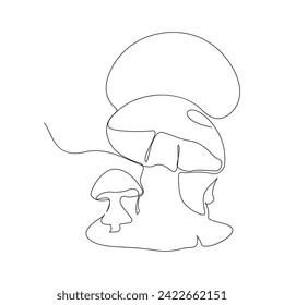 Mushrooms Continuous single line  art drawing and illustration vector design
