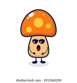 Mushrooms cool cute character illustration