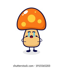 Mushrooms cry cute character illustration