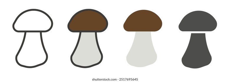 Mushrooms in different styles. Mushrooms icons. A set of different mushrooms. EPS 10.