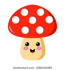 Mushrooms digital illustration of colorful  in a cute and simple style
