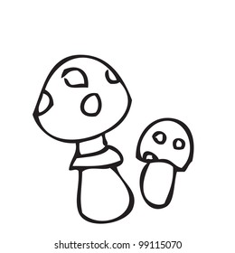 Mushrooms doodle cartoon