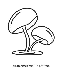 Mushrooms doodle illustration. Simple black silhouette of hipster symbols. Esoteric symbol isolated on white background vector