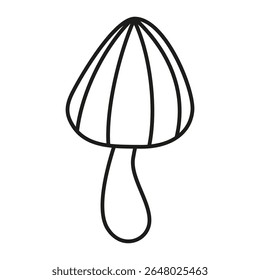 Contorno de rabiscar cogumelos. Floresta amanita e chanterelle para livro de colorir
