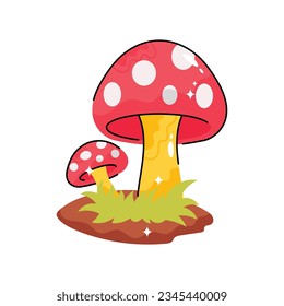 Mushrooms doodle vector filled outline Sticker. EPS 10 file