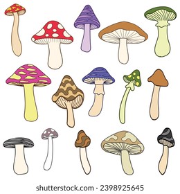 Mushrooms elements set collection vector illustration for your company or brand