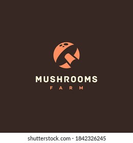 Mushrooms farm logo design template for a dark background. Vector illustration.