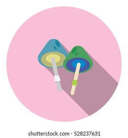 Mushrooms flat circle icon with long shadow.Vector illustration.