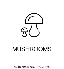 Mushrooms flat icon. Single high quality outline symbol of autumn for web design or mobile app. Thin line signs of mushrooms for design logo, visit card, etc. Outline pictogram of mushrooms