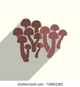 Mushrooms flat icons with of shadow. Simple vector illustration