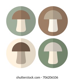 Mushrooms flat icons, vector. Illustration.