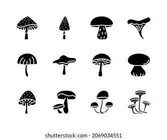 Mushrooms flat line icons set. Poisonous and edible mushroom symbol. Simple flat vector illustration for web site or mobile app.