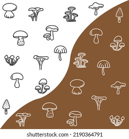 Mushrooms flat line icons set. Poisonous and edible mushroom symbol. Simple flat vector illustration for web site or mobile app.