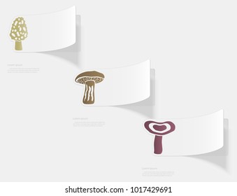 Mushrooms. Flat sticker with shadow on white background. Vector illustration