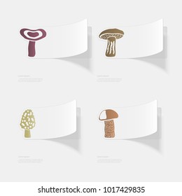 Mushrooms. Flat sticker with shadow on white background. Vector illustration
