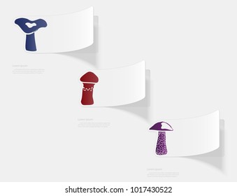Mushrooms. Flat sticker with shadow on white background. Vector illustration