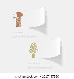 Mushrooms. Flat sticker with shadow on white background. Vector illustration