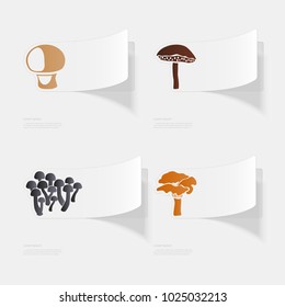 Mushrooms. Flat sticker with shadow on white background. Vector illustration