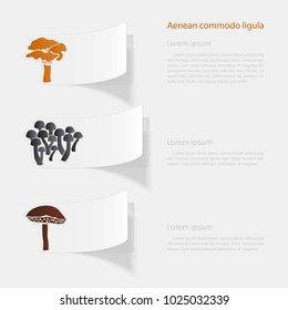 Mushrooms. Flat sticker with shadow on white background. Vector illustration